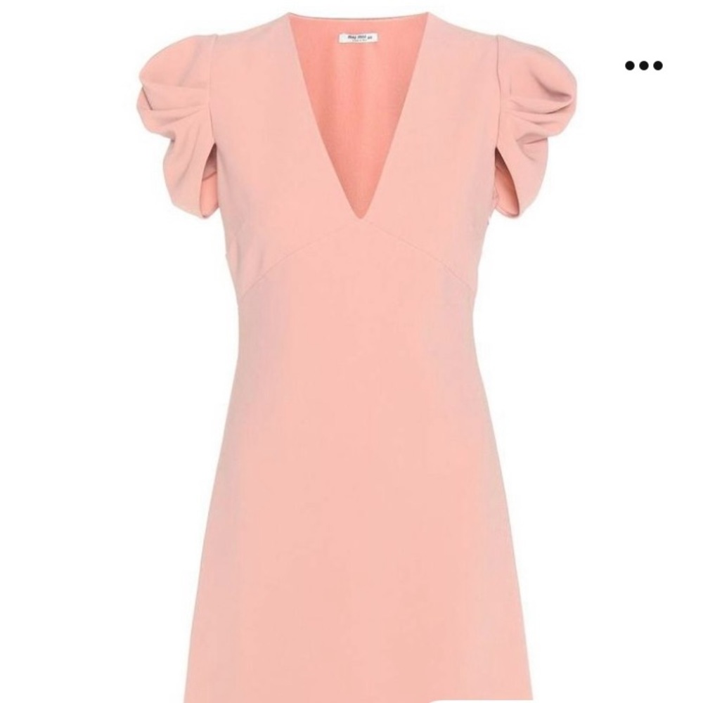 Brand new NBW Miu Miu Gather Sleeve Mini Dress in Antique Pink, Size 44 IT